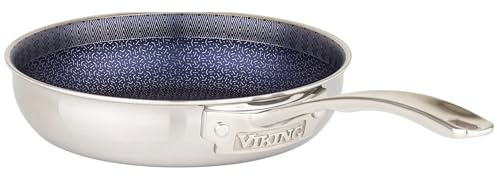 Viking 3-Ply Non Stick Frying Pan, 8 Inch Hybrid Plus Stainless Steel Kitchen Cookware, Silver