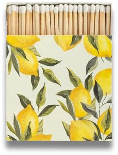 Curator Home Cadeau de luxe Longue sécurité Allumettes I Boîte d'allumettes carrée au design élégant citrons