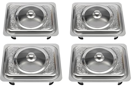 Chafing Dish Set, 4PCS Stainless Steel Warming Tray, 9L Square Chafing Dish Food Warmer Buffet Warmer, Warming Tray, for Catering Buffet and Party, 33.5 * 27.5 * 9cm(Each One)