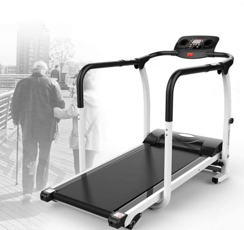 PMVRTHQV Bärbart hopfällbart löpband med lutning för löpning och promenader, löpband med LCD-skärm, träningsmaskin för hem och kontor, 150 kg viktkapacitet