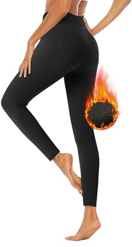 Geyuwoz Thermo Leggings Damen Gefüttert Thermoleggins High Waist Thermohose Fleece Leggins Blickdicht Leggins Warme Laufhose Sporthose Yogahos Strumpfhosen Winter BL-XL-1