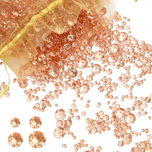 Milifox 6000 Pezzi Acrilico Diamante Gemma Oro Rosa,Diamante Acrilico Gemma per Vaso Riempimento Tabella Decorazione Festa di Compleanno Natale Matrimonio Festa di Compleanno Fai da Te Artigianato