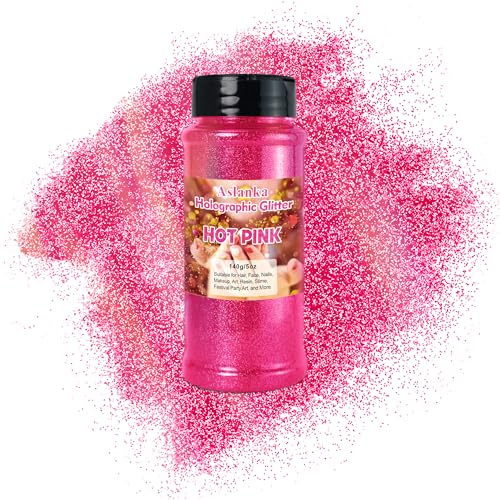 Aslanka Polvere Glitter Olografica Rosa Caldo e Arcobaleno Colorato per Manicure, Resina Epossidica, Ombretto, Viso, Artigianato