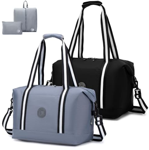 SPAHER 2X Resväska Handbagageväska 40x30x25 Eurowings Sportväska Weekenderväska Handväska 30L Travel Duffle Bag Fitness Kabinväska för Män Kvinnor med Skoväska Toalettväska