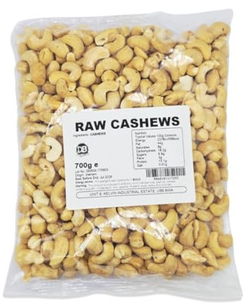 PREMIUM RAW WHOLE CASHEWS 700G - Unroasted, Unsalted Bulk Cashew Nuts for Vegan, Low-Carb & Plant-Based Diets | Cooking Cashew Butter & Nut Milk, Nutrient-Rich Energy Boosting Snack