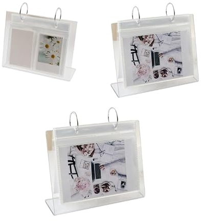 Lodoot Multi-purpose Desktop Standing Album // Clear Holder Postcards Display Rack Poster Frame Postcard Collection Mini Polaroid Storage Bag Desktop Vertical