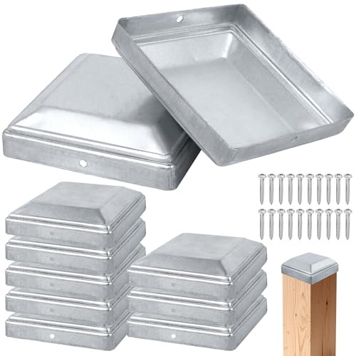 Capuchons de Poteau 100 x 100 mm Chapeau Poteau de Poteaux Capuchon pour Poteau en Bois Lot de 10 avec Vis pour Protéger Les Poteaux en Bois Oteaux de Clôture (100x100mm)