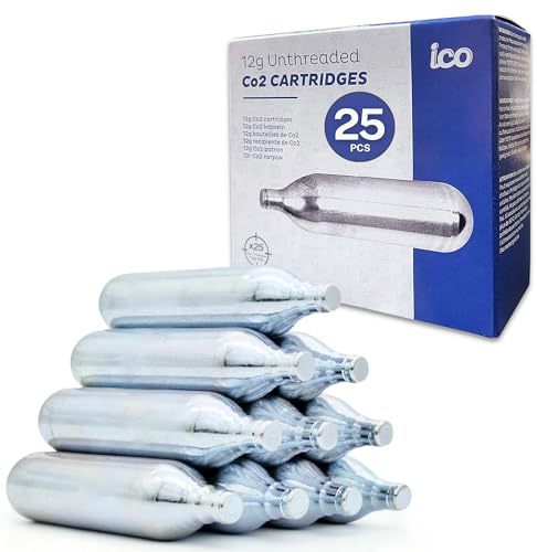 ICO 12 Gram CO2 Cartridge Non-Threaded (25pk) Airsoft Gas for CO2 Devices