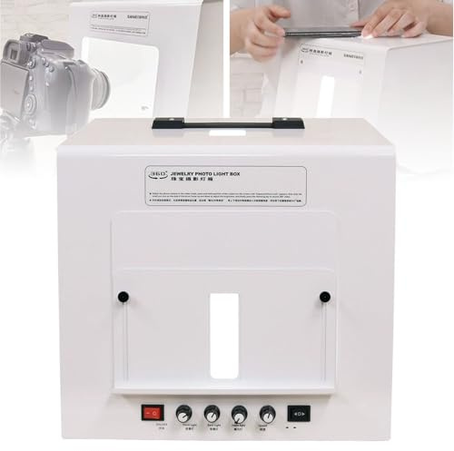 Scatola luminosa per studio fotografico con giradischi 360 e 4 luci di riempimento dimmerabili per fotografia e video di gioielli