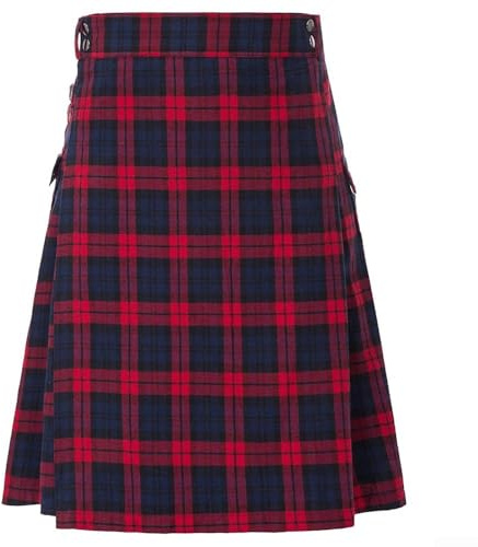 MuchLuckystar Falda escocesa para hombre, 5 yardas para falda plisada tradicional de tartán con bolsillos, vestido de 4 colores para eventos, festivales