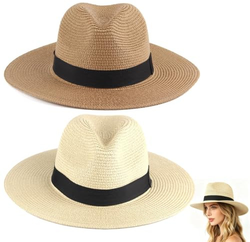 KFSCIP Panama Hat for Men, Straw Hat with Classic Design, Ideal for Outdoor Activities and Casual Wear, Available in Khaki and Beige Colours