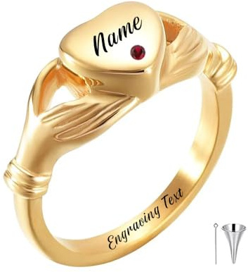 Ringar, 9kt 14kt 18kt Guld Claddagh Urnring for Aska För