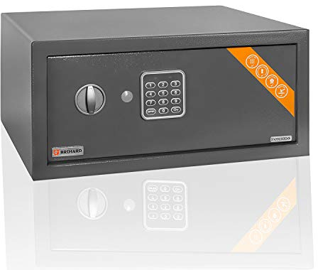 Brihard Laptop Electronic Safe - 20x43x35cm Computer Security Box with Digital Keypad Lock LED Screen - Code Safe for Laptop 15 inch - Titanium Grey