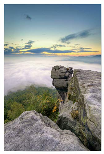artboxONE Poster 150x100 cm Natur Nebel zieht auf im Elbsandsteingebirge - Bild Elbsandsteingebirge