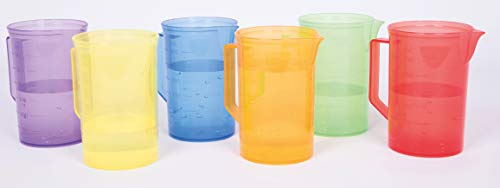 tickit 6 Piece Translucent Colour Jug Set , Sand, Water Messy Play Cups , Educational Toys , Sensory Toys , Ages 18+ Months
