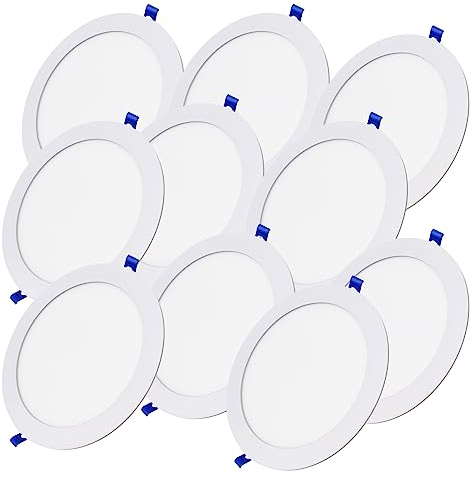 LED ATOMANT Confezione da 10 Pannello LED Downlight da Incasso Rotondo Piato 220mm 20W, CCT (Selettore di Colore Bianco Caldo, Neutro e Freddo), Taglio 200mm, 1800 Lumen, Driver incluso