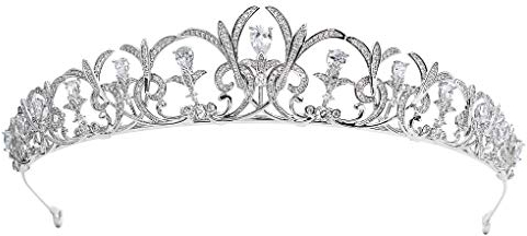 Sepbridals Zirkonia CZ Hochzeit Brautschmuck Tiara Krone Diadem Frauen Haar-Accessoires Schmuck