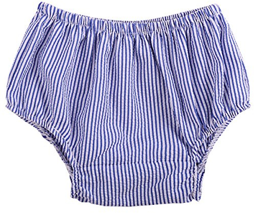 FYMNSI Infant Baby Boys Girls Bloomers Unisex Diaper Cover PP Pants Elastic Waist Solid Colour Striped Polka Dots Cotton Shorts Casual Birthday Party Cake Smash Photo Props 3-24M Royal Blue Striped