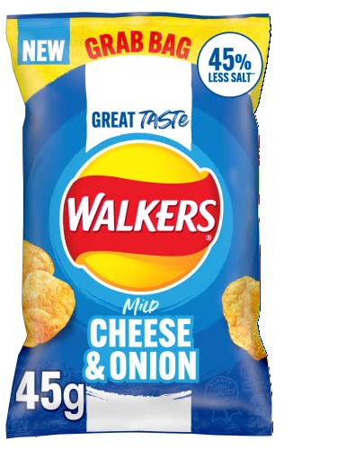 Walkers Less Salt Mild Cheese & Onion 45G, Blue