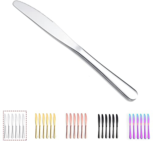 Kyraton Coltello da tavola 6 pezzi, acciaio inossidabile di coltello da cena, coltelli da bistecca, posate set di coltelli da burro