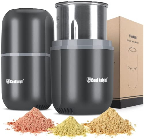 COOL KNIGHT Electric Herb Grinder [Large Capacity/High Rotating Speed] - Electric Grinder for Spices and Herbs (Grey 2)