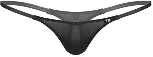 ranrann String Homme Sexy Ficelle Micro Bikini T-Back Thong Tanga Shorty Erotique Lingerie Underwear M-XXL Noir M