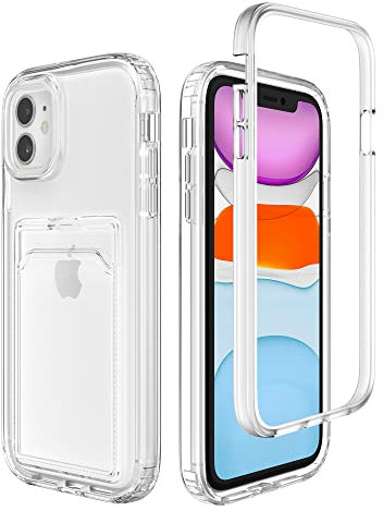 ZCDAYE Case for iPhone 12 with Card Holder, Clear Phone Case with Card Slot Protective Frame, TPU Slim Phone Cover Shockproof Man Women Cases for iPhone 12 (6.1 inches), Transparent