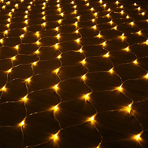 Cecaylie 200 LED-ljusnät, 3 x 2 m, ljusslinga med 8 lägen och minnesfunktion, IP44 vattentät utomhusnät, varmvit