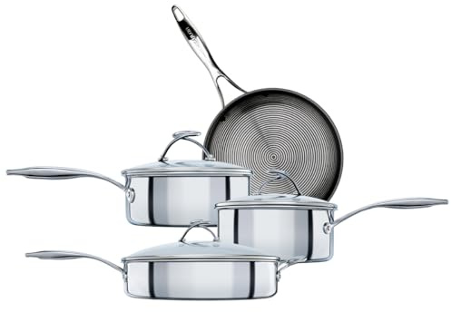 Circulon SteelShield C Series Stainless Steel Induction Hob Pan Set of 4 - Pots and Pans Set with Hybrid Non Stick, Metal Utensil Safe & Dishwasher Safe Cookware