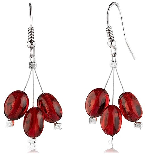 Amber by Mazukna - Bernsteinschmuck für Frauen, mehrfarbige natürliche Bernsteinperlen-Hängeohrringe, leichter Edelsteinschmuck, Silberohrhaken