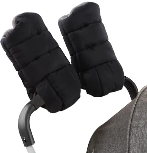 Zsedrut Stroller Gloves Universal Winter Anti-Freeze Stroller Mittens Water Repellent Hand Warmer Muff Fleece Lined,Winter Stroller Accessories (Black)