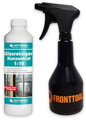HOTREGA Glasreiniger 1:10 Konzentrat, Reinigung Glasflächen, Reiniger Glas (500ml inkl. Sprühflasche 500ml)