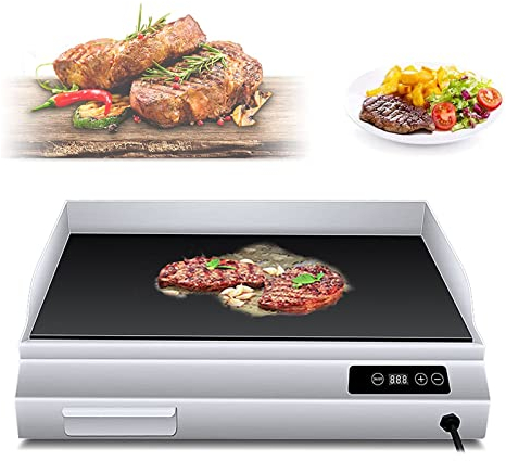 Plancha Eléctrica Placa Plana De Encimera Comercial, Cocina Grande De Acero Inoxidable Sartenes Fritas De 1500 W, Plancha Eléctrica Antiadherente Eficiente Para Barbacoa Casera Tortilla Friedod