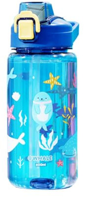 Sigdio Gourde pour Enfants, 600ml avec Paille, Bouteille d'eau Enfant, Garçons et Filles, sans BPA, Anti-Fuite, Gourde Sport pour Maison, École et Activités extérieure (Bleu, 600ml)