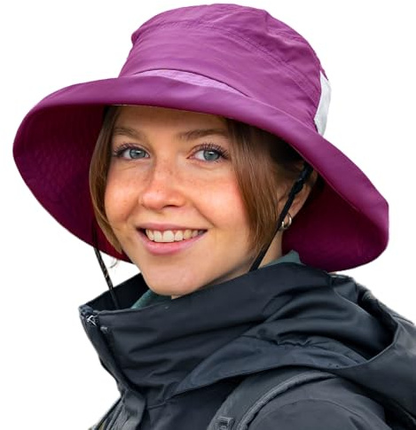 TOP-EX Sun Hat for Women Wide Brim SPF 50 UV Protection with Chin Strap Packable Bucket Hat for Travel Beach Outdoor Summer Waterproof Lightweight Gardening H iking Fishing Camping Fuchsia L/XL