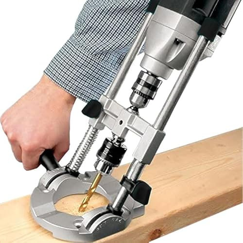 Soporte de taladro angular ajustable con portabrocas – bloqueo de 45, 60, 75, 90°, fácil de transportar y de alta eficiencia, accesorio de guía de taladro multiángulo, adecuado para perforación de