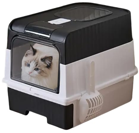 Caja de para Gatos – Caja de con Tapa | Caja Cerrada Plegable Ligera con Cuchara, Suministros de Basura para Interiores