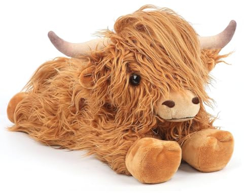PyrrlicToy 38cm Highland Cow Stuffed Animals Plush Toy, Hochlandskühe Teddy Stuffed Soft, Highland Bull Animal Toy,Soft Cuddly Plushies Farm Toy for Home Decor Gift