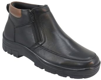 Pegasus Men's Leather Wide Fit Waterproof Twin Zip Boot with Soft Padded Ankle & Sturdy Grip Sole for Comfortable Outdoor Walking Black 9