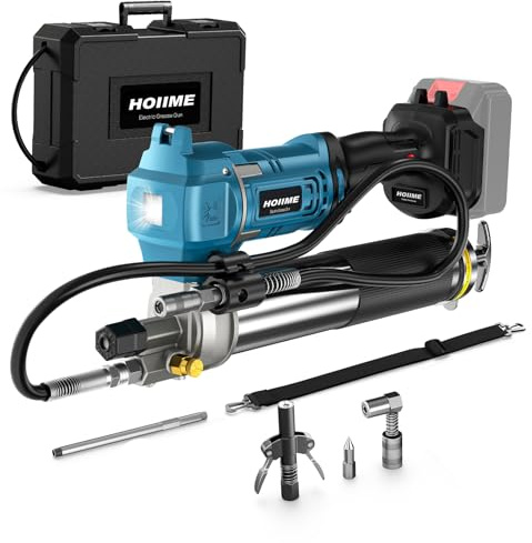 HOIIME Trådlös Fettspruta för Makita 18V Batteri, Högeffektiv Fettspruta 200 g/Min 827 bar Fettsprutasats med 100 cm Högtrycksslang, Perfekt för Lastbilar, Gårdar, Bygg och DIY (Utan Batteri)