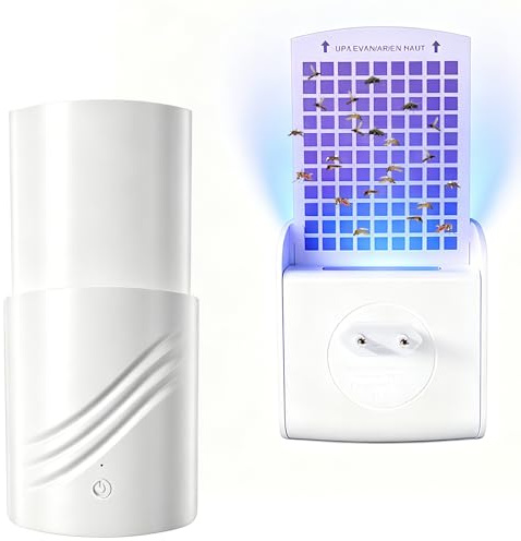 Trappola per insetti volanti, trappola elettrica con 30 trappole adesive, trappola per insetti volanti con luce UV, plug in bug catcher per mosche, insetti e tarme