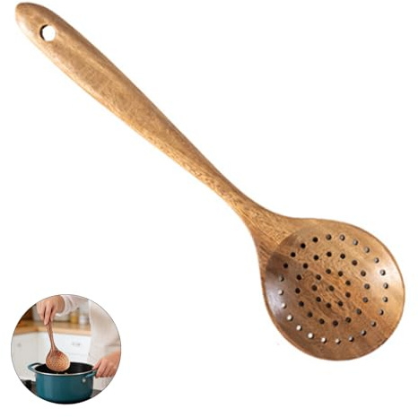 Holz Schaumlöffel Sieblöffel aus Holz Slotted Spoon Zum Kochen