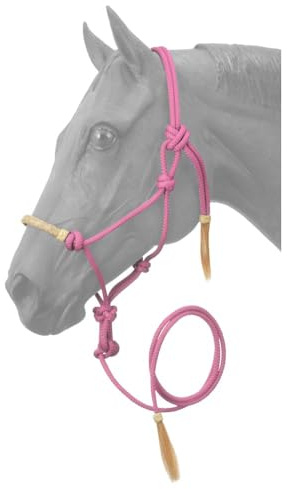 Tough 1 Rawhide Noseband Rope Halter with Lead, Pink, Horse