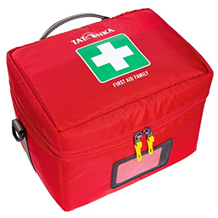 Tatonka First Aid Family (ohne Inhalt) - Erste-Hilfe Tasche zum selber Befüllen - Mit mehreren, ausklappbaren Fächern, funktionaler Unterteilung und Klappdeckel - 25 x 18 x 18 cm (red)
