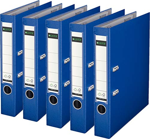 Leitz 10155035 Qualitäts-Ordner Plastik-Cover (A4, 5,2 cm Rückenbreite) blau (5er Pack)