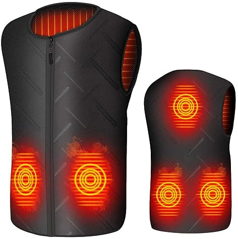 Gilet riscaldato elettrico, con USB, per uomo e donna, 3 temperature regolabili, 5 zone di riscaldamento, lavabile, leggero, riscaldato, per inverno, attività all'aperto, moto, sci, pesca