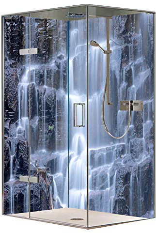 Original FLYERANDPRINT - SHOWER-PLATE, Alu-Dipond, OHNE FUGEN, Fliesenersatz, Duschrückwand, Dusche, Bad, Wandverkleidung, DW 17-35 (Set mit 2 Platten, 90 x 200 + 120 x 200 cm)