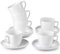 MALACASA, Serie Esmer, 12 teiligen Set Opalglas porzellanartiges Kaffeeservice Kaffeetasse Teeservice, 240ml Tassen mit 5,5 Zoll Untertassen je 6 Stück für 6 Personen Weiß