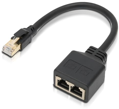 Cable Divisor Ethernet RJ45, Divisor de Adaptador Ethernet Adaptador Divisor Y RJ45 Cable Adaptador de conmutador Ethernet de 1 a 2 Puertos Conector Enchufe Ethernet LAN Cat7 Aplicable Todas Redes