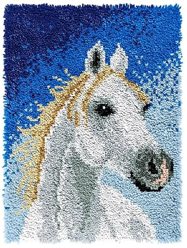 ROCKY&CHAO Latch Hook Rug Kit, DIY Home Carpet Making Canvas, Crochet Embroidery Needlework Crafts for Home Decor, Beginners Kids Adults, 60 X 40 cm
